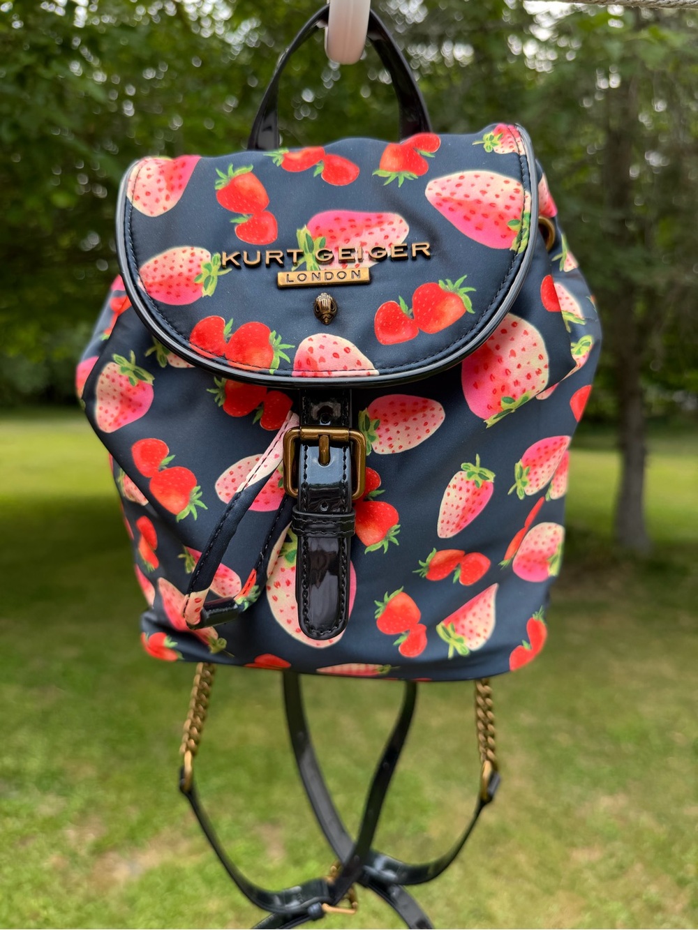 Kurt Geiger London Portobello Strawberry Print Small Backpack NWT